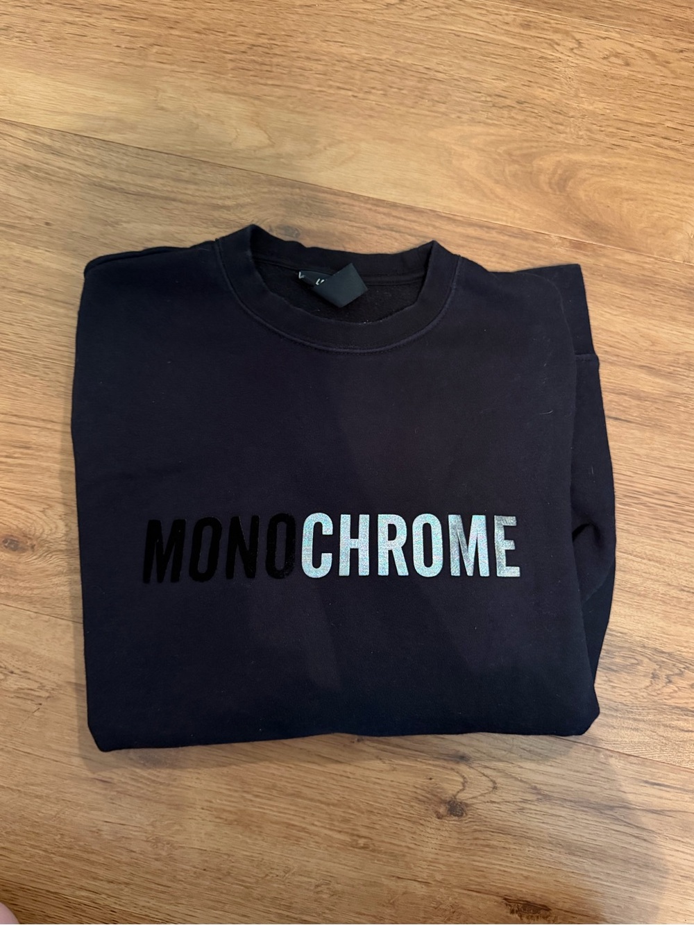 H&M Black Monochrome Logo Crewneck Sweater